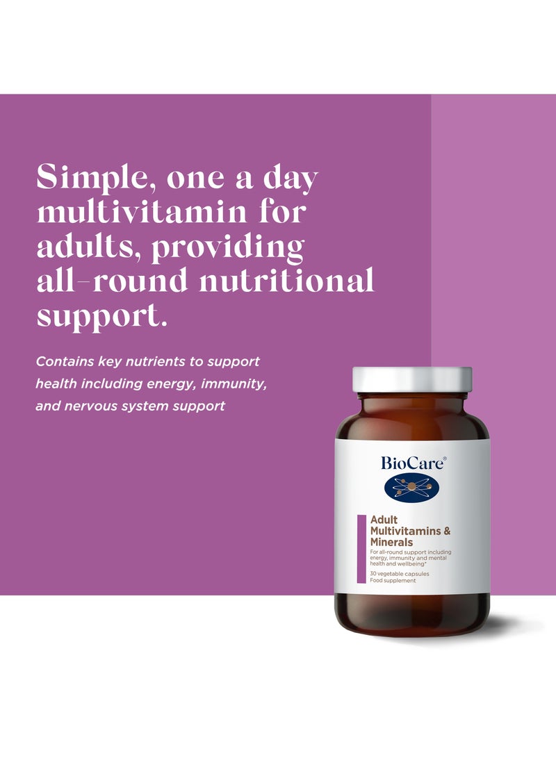Biocare Adult Multivitamins and Minerals For all-round Support Including Energy, Immunity and Mental Health and Wellbeing, 30 Vegetable Capsules Food Supplement - Image 2