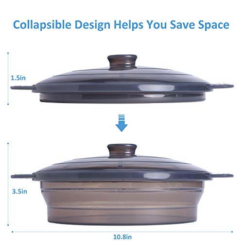 EuChoiz Microwave Steamer Cooker Collapsible Bowl-Silicone Steamer Cookware with Handle Lid for Vegetables Fish Prep Meal Food with Removable Rack BPA Free, Easy to Store, Freezer & Dishwasher Safe, Black - Image 2
