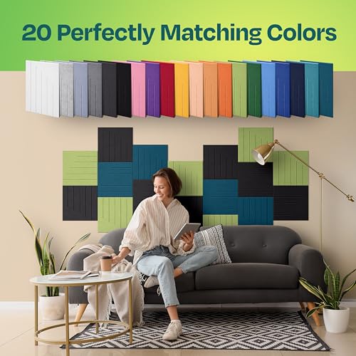 Ekkogo Acoustic Panels 12-Pack Soundproof Wall Panels 12"x12"x0.4" Decorative Sound Dampening for Your Home, Office, Studio, Bedroom & More with Unique LineWave Carving [Deep Black] - Image 4