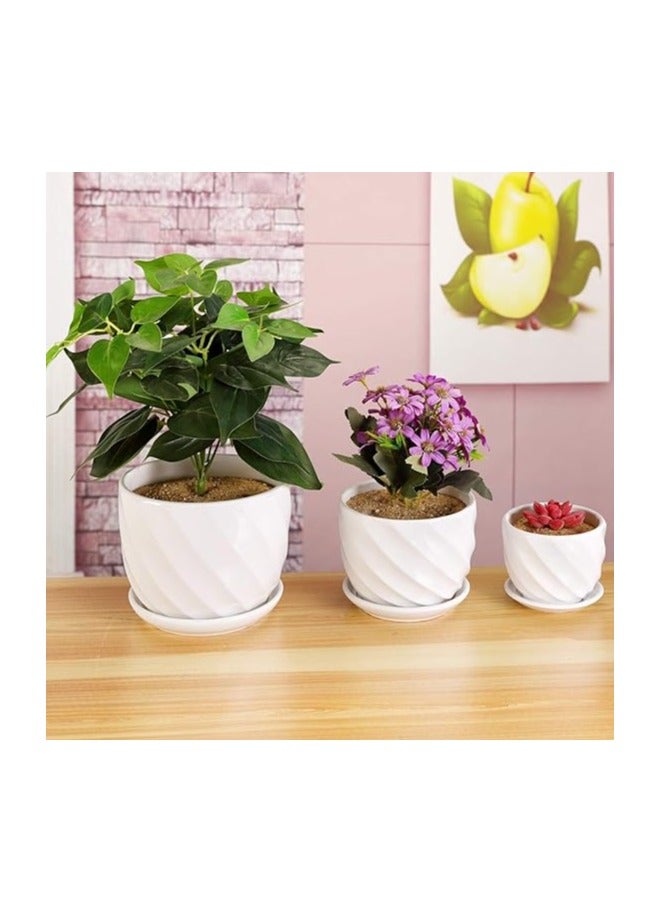 Generic Flower ot Set of 3 Ceramic Plant Pot - Flower Plant Pots Indoor with Saucers,Small to Medium Sized Round Modern Ceramic Garden Flower Pots (White) 