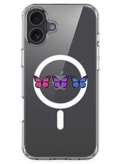 iPhone 16 Plus Magsafe Magnetic Case for iPhone Compatible with Wireless Charging, Shockproof Phone Bumper Cover - Butterflies