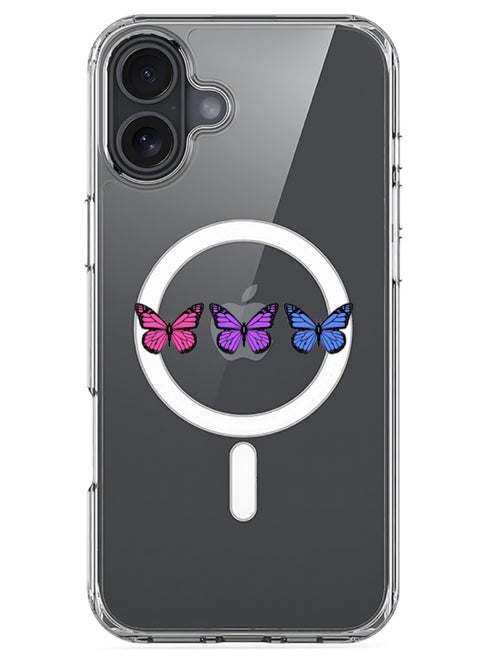 iPhone 16 Plus Magsafe Magnetic Case for iPhone Compatible with Wireless Charging, Shockproof Phone Bumper Cover - Butterflies