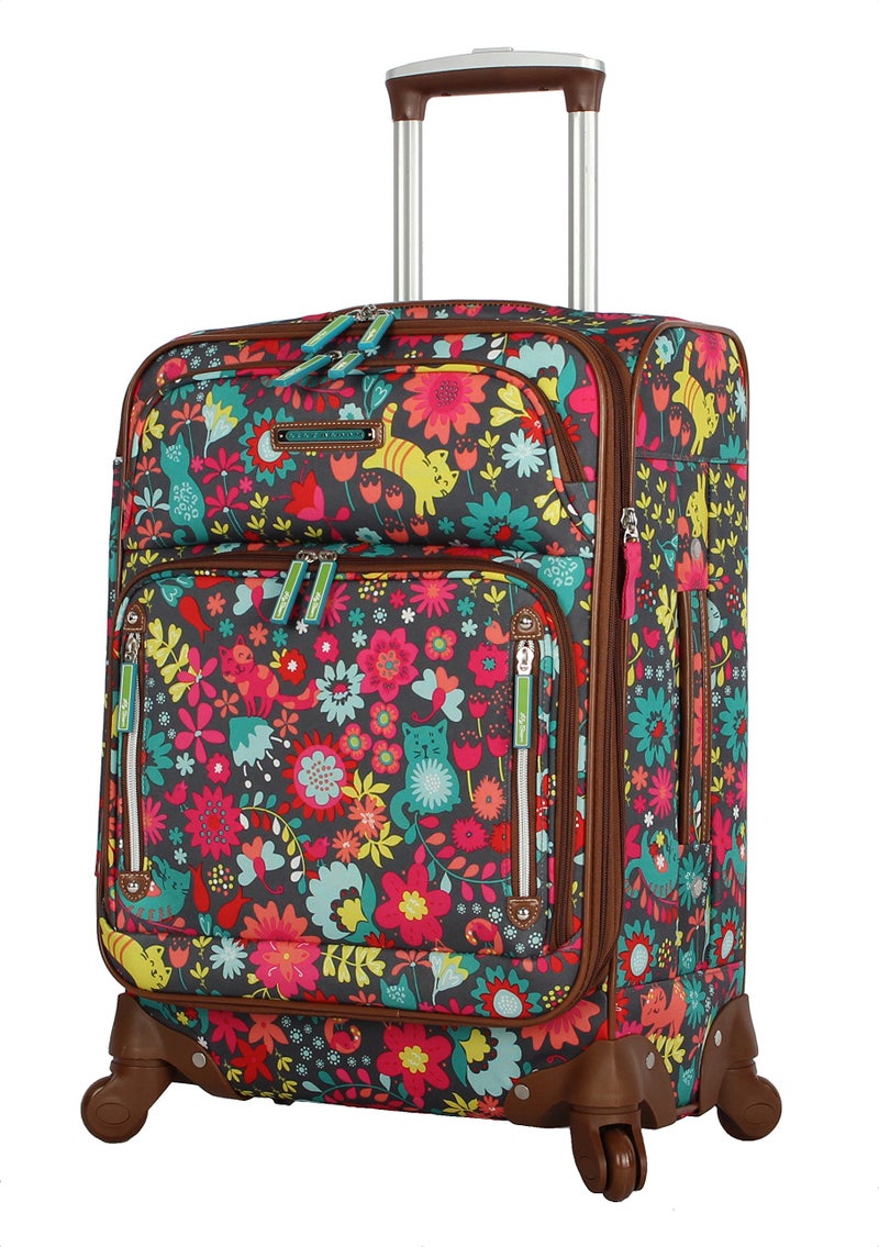 Lily Bloom Luggage Carry On Expandable Design Pattern Suitcase For Woman With Spinner Wheels (Playful Garden, 20in) - Image 1