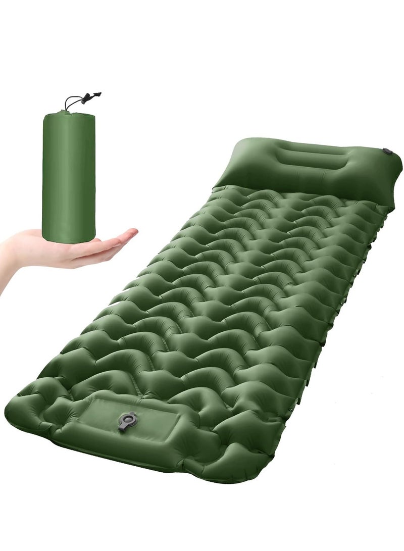 Generic Camping Sleeping Pad, Extra Thickness 10 CM Inflatable Sleeping Mat with Pillow Built-in Pump, Compact Ultralight Waterproof Camping Air Mattress for Backpacking, Hiking, Tent, Traveling - Image 1