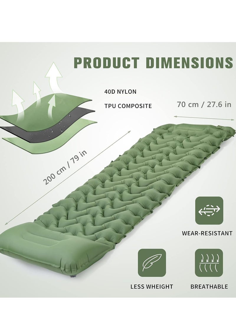 Generic Camping Sleeping Pad, Extra Thickness 10 CM Inflatable Sleeping Mat with Pillow Built-in Pump, Compact Ultralight Waterproof Camping Air Mattress for Backpacking, Hiking, Tent, Traveling - Image 2