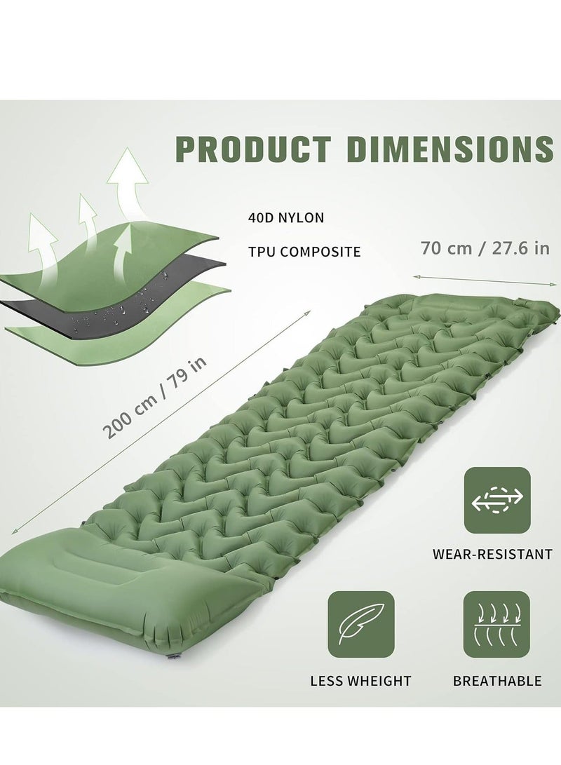 ALAMAREQ Camping Sleeping Pad, Extra Thickness 10 CM Inflatable Sleeping Mat with Pillow Built-in Pump, Compact Ultralight Waterproof Camping Air Mattress for Backpacking, Hiking, Tent, Traveling - Image 3