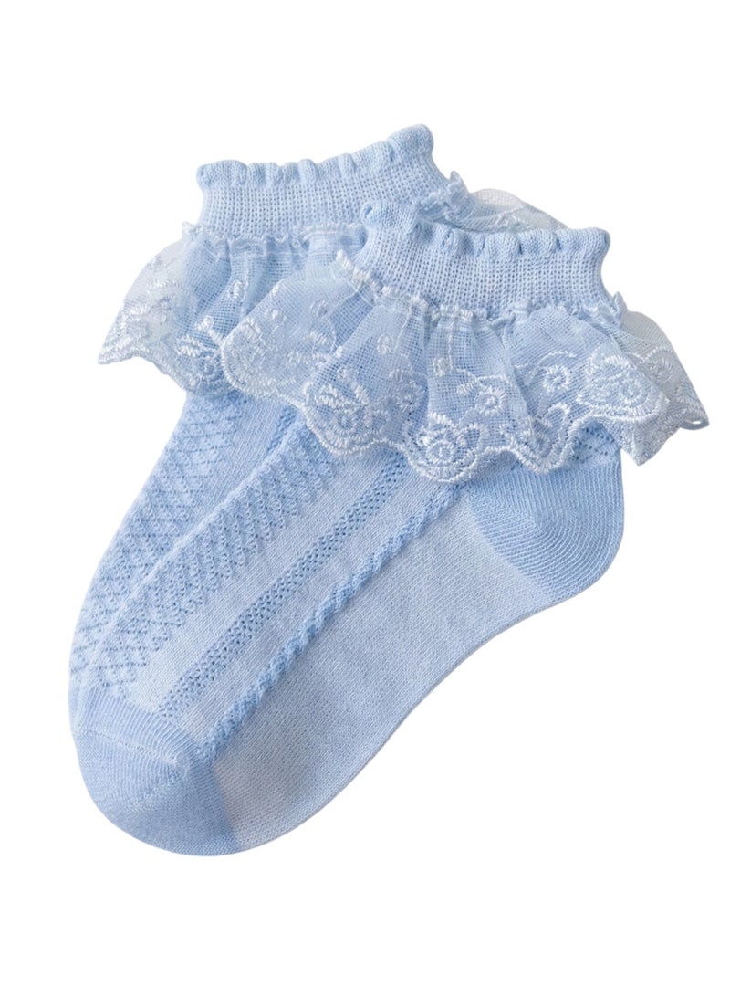 بيداني Little Blue Ballerina Scalloped Lace Dress Socks - Image 1