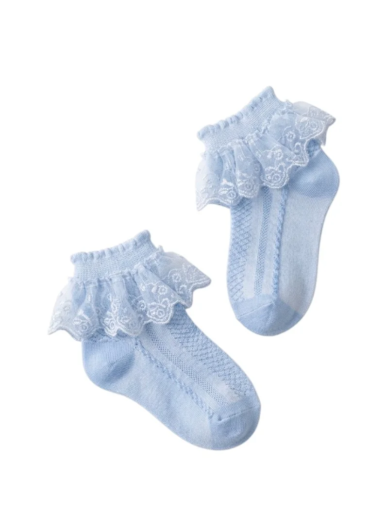 بيداني Little Blue Ballerina Scalloped Lace Dress Socks