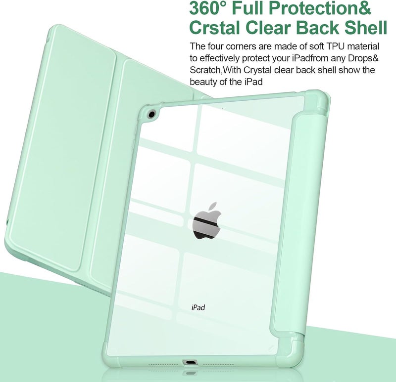 APHBZGE Case Compatible with iPad 9/8/7th Generation 10.2’’2019/2018/2017,Case for iPad 10.2 inch, Shockproof Hard Shell Clear Cover with Pencil Holder,Tablet cover for iPad 10.2‘‘ with Auto Wake/Sleep,Green - Image 4