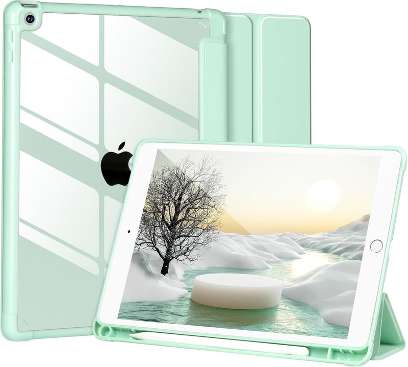 APHBZGE Case Compatible with iPad 9/8/7th Generation 10.2’’2019/2018/2017,Case for iPad 10.2 inch, Shockproof Hard Shell Clear Cover with Pencil Holder,Tablet cover for iPad 10.2‘‘ with Auto Wake/Sleep,Green - Image 1