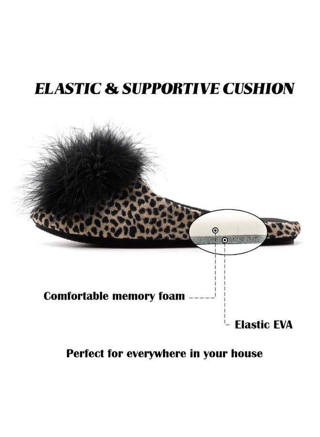 BCTEX COLL Women's Cozy Velvet Memory Foam House Slipper,Ladies Fuzzy Bedroom Slipper Non-slip Sole (7-8, Leopard, numeric_7) - Image 3