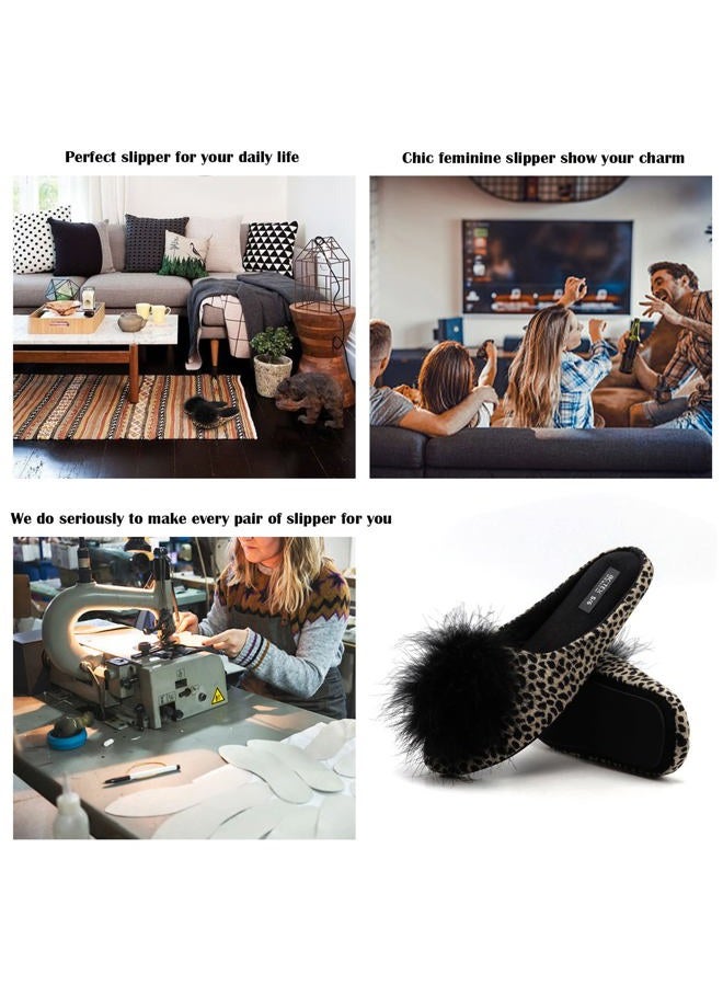BCTEX COLL Women's Cozy Velvet Memory Foam House Slipper,Ladies Fuzzy Bedroom Slipper Non-slip Sole (7-8, Leopard, numeric_7) - Image 5