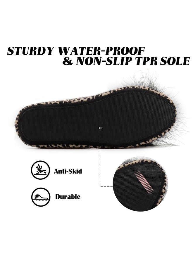 BCTEX COLL Women's Cozy Velvet Memory Foam House Slipper,Ladies Fuzzy Bedroom Slipper Non-slip Sole (7-8, Leopard, numeric_7) - Image 4