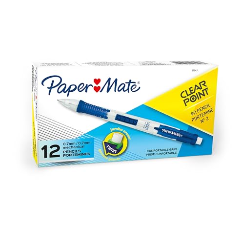 Paper Mate Clearpoint Mechanical Pencils 0.7mm HB #2 Pencil Set Art Supplies Teacher Supplies Sketching Drafting Pencils College School Blue Barrels 12 Count - Image 1