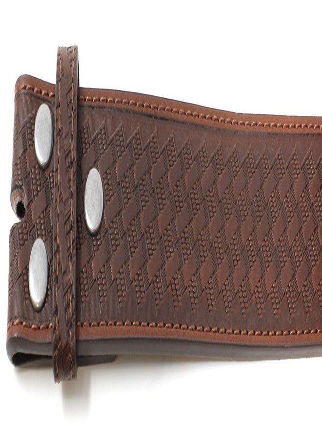 BC Belts Leather Belt Strap with Embossed Basket Weave Pattern 1.5" Wide with Snaps (Brown-XL) - Image 4
