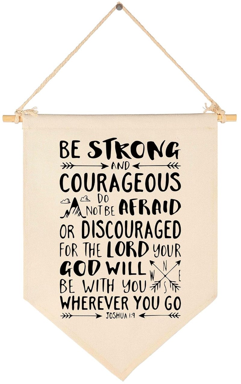 Topthink Be Strong and Courageous Canvas Wall Banner - Image 1