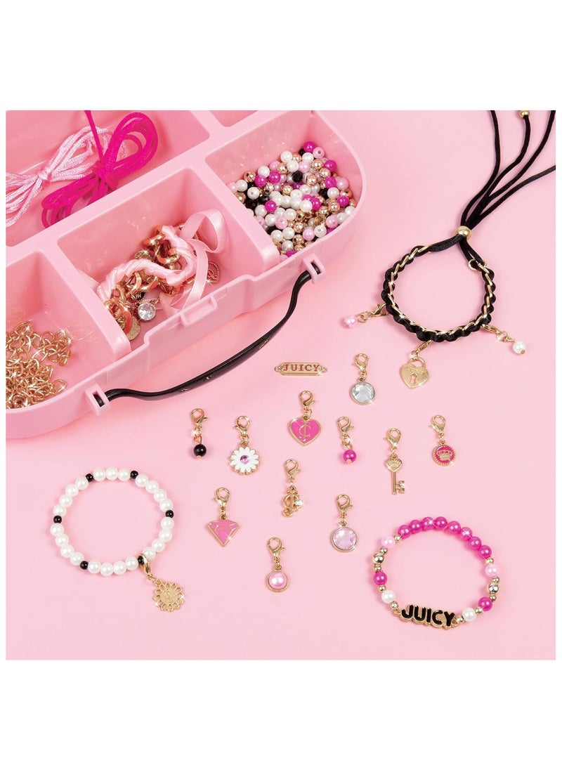 Make It Real Make It Real Juicy Couture: Glitz ‘N Glam Charm Bracelets - 494pc DIY Kit, Design & Create 18 Cord & Ribbon Bracelets, Bead Jewelry, Storage Case, Girls & Kids 8+  - Image 2