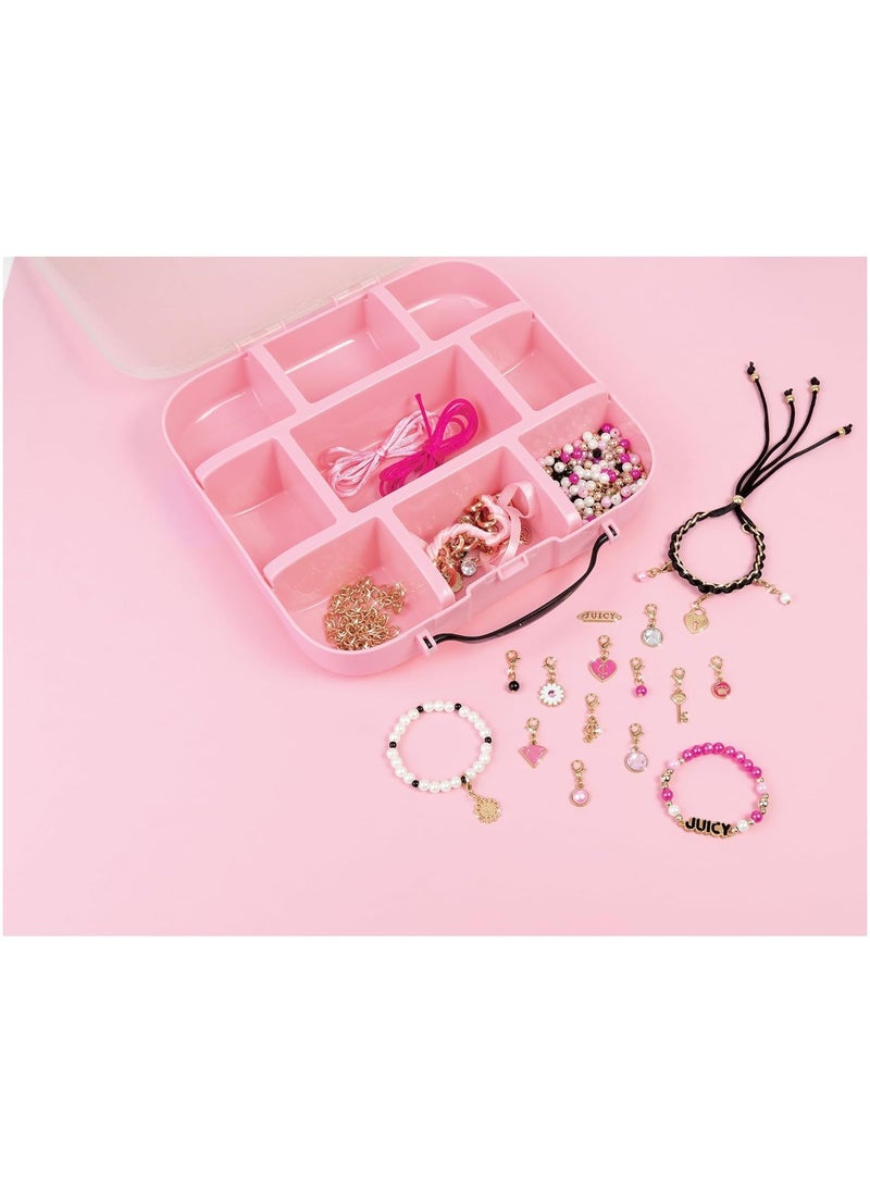 Make It Real Make It Real Juicy Couture: Glitz ‘N Glam Charm Bracelets - 494pc DIY Kit, Design & Create 18 Cord & Ribbon Bracelets, Bead Jewelry, Storage Case, Girls & Kids 8+  - Image 3