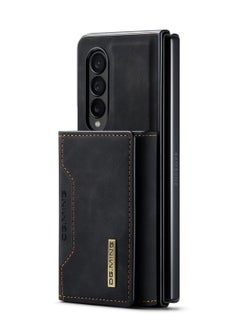 DGMING Wallet Case for Samsung Galaxy Z Fold 4, DG.MING Premium Leather Phone Case Back Cover Magnetic Detachable with Trifold Wallet Card Holder Pocket (Black)  - Image 2