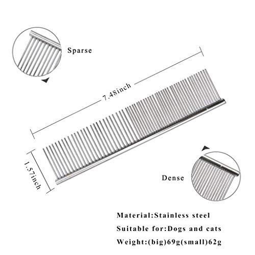 Pets Empire Stainless Steel Comb, Pet Grooming Comb Shedding Comb Tool Poodle Finishing Butter Comb Professional Cat and Dog Care - Image 2