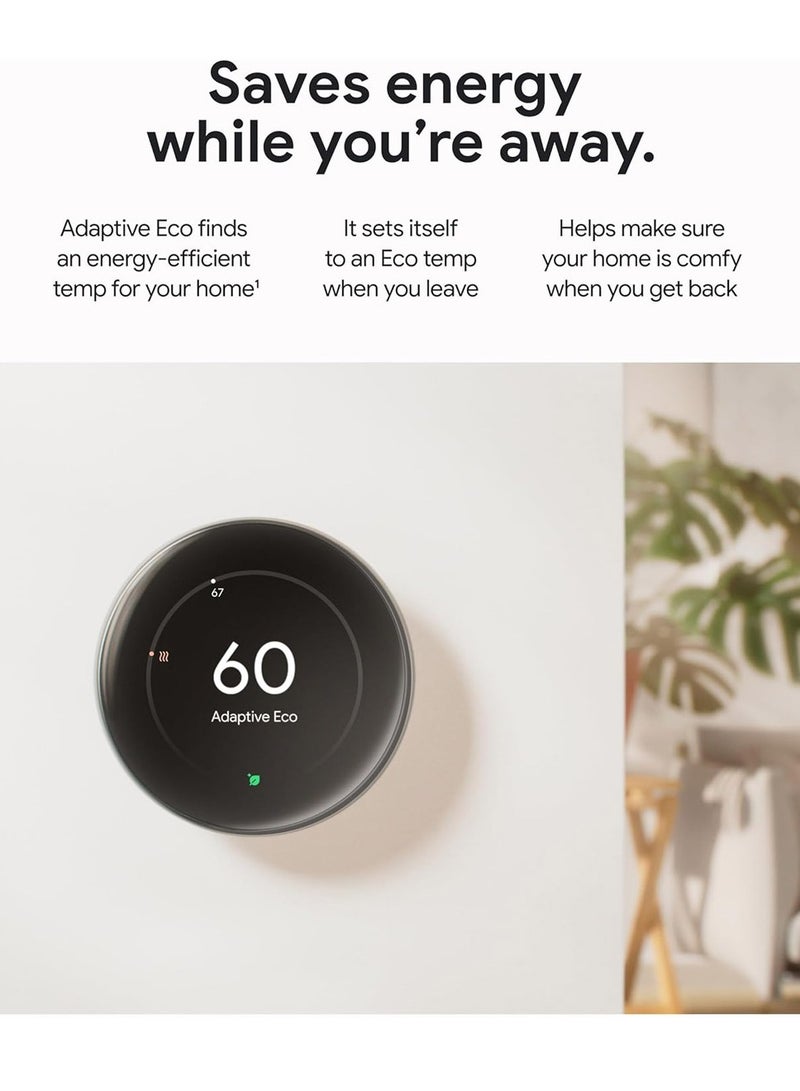 جوجل منظم الحرارة التعليمي من Google Nest (الجيل الرابع) مع مستشعر درجة الحرارة Nest (الجيل الثاني) - أوبسيديان مصقول - Image 4
