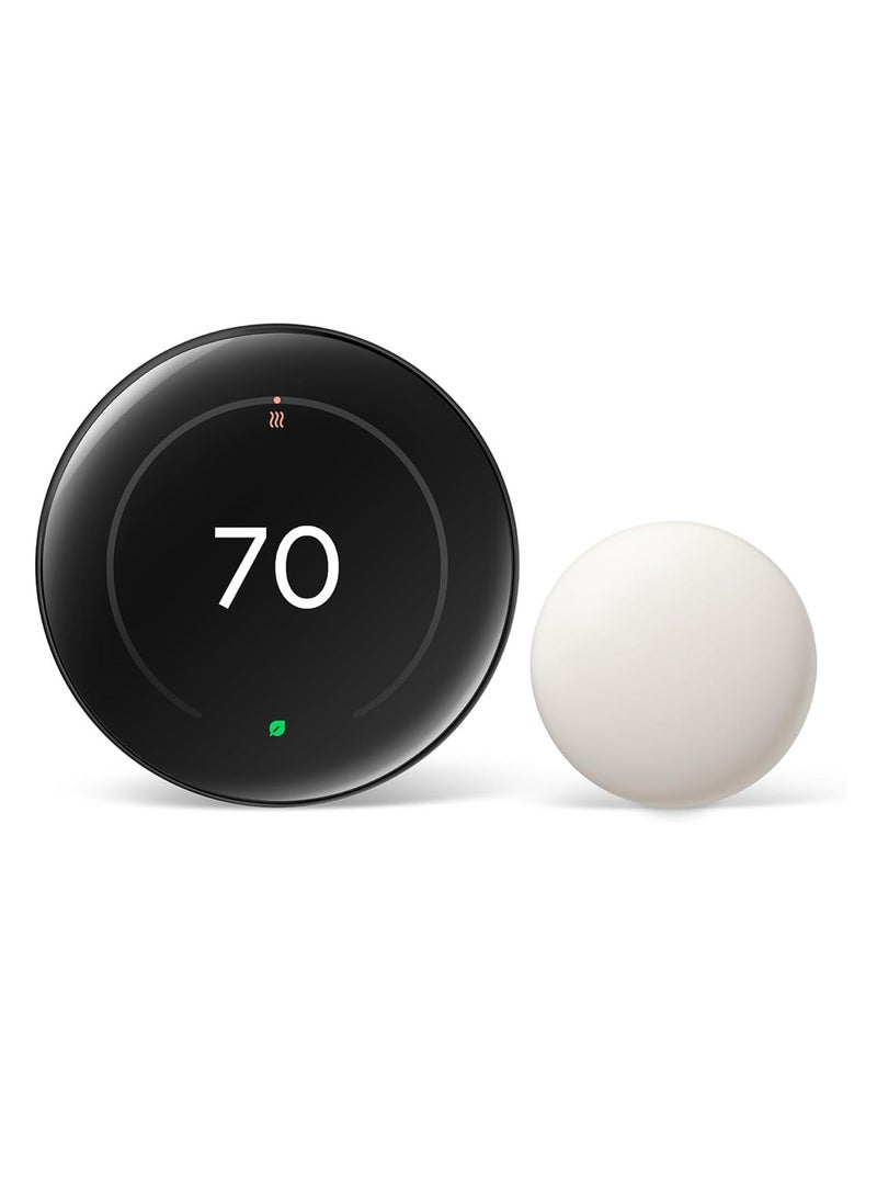 جوجل منظم الحرارة التعليمي من Google Nest (الجيل الرابع) مع مستشعر درجة الحرارة Nest (الجيل الثاني) - أوبسيديان مصقول - Image 1