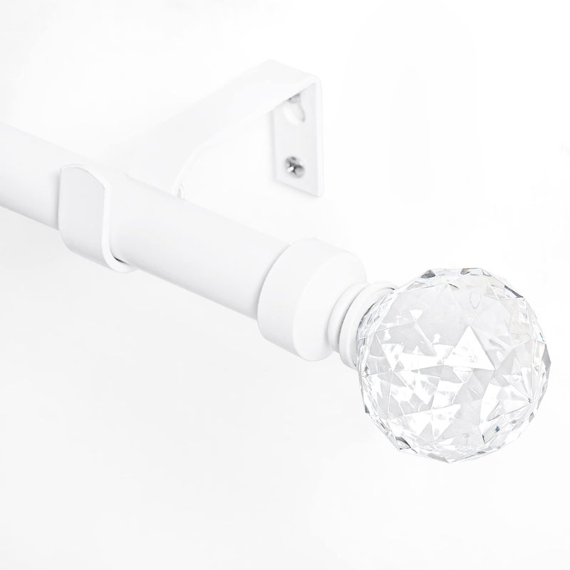 NICETOWN Drape Rods for Sliding Glass Door 66 to 120 with Classic Faceted Ball Finials for Bedroom Living Room Large Window 1 inch Diameter Adjustable Length 72 to 144612 Feet Length Matte White