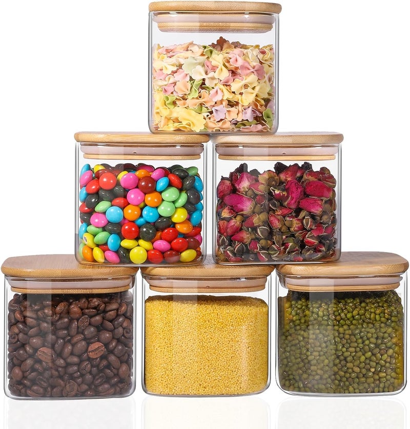 TIENER 750 ML Glass Storage Containers with Lids, Glass Jars with Lids, Clear Food Jar, Square Canister, Pantry Organizers and Storage for Cookie Flour Oat Pasta Tea Coffee Bean (1, SQ BB JAR 750ML) - Image 2