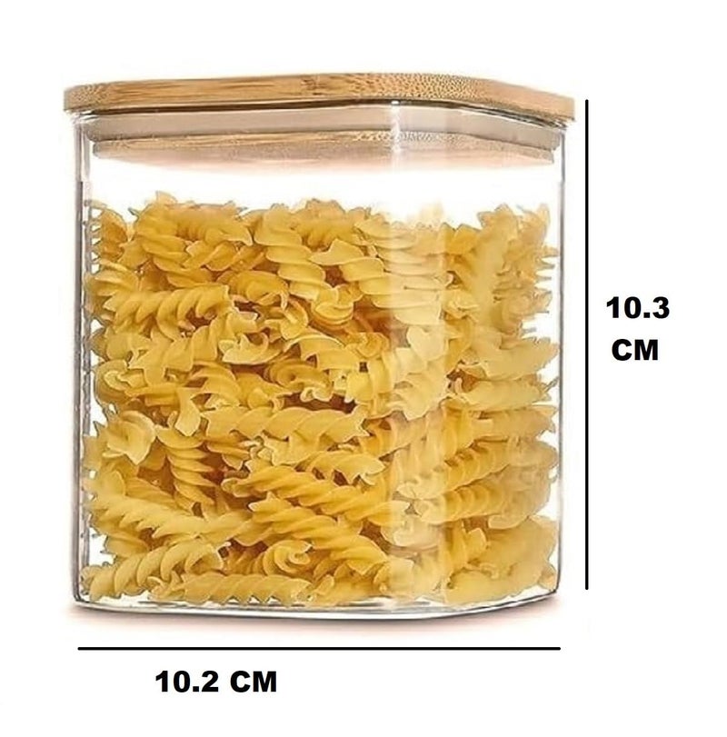 TIENER 750 ML Glass Storage Containers with Lids, Glass Jars with Lids, Clear Food Jar, Square Canister, Pantry Organizers and Storage for Cookie Flour Oat Pasta Tea Coffee Bean (1, SQ BB JAR 750ML) - Image 4