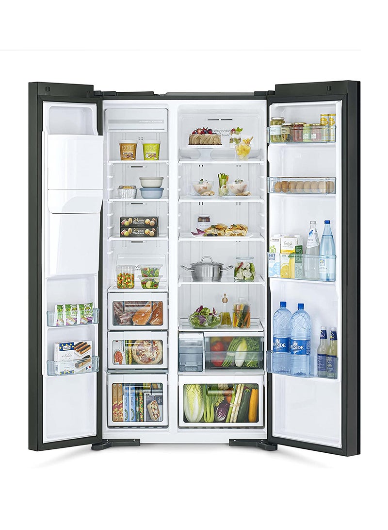 HITACHI 700L Gross Capacity  Side By Side Refrigerator with Inverter Compressor, 2 Door Fridge, Dual Fan Cooling, Quick Freezing, Touch Panel, Ice & Water Dispenser RSX700GPUK0GBK Glass Black - Image 3