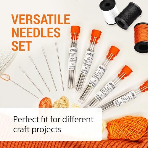 VONEEDL Large Eye Blunt Tapestry Needles (Pack of 50) - 5 Sizes with 5 Storage Tubes - Perfect for Darning, Embroidery, Cross-Stitching, Needlepoint, Crafting, Knitting, Weaving, and DIY - Image 4