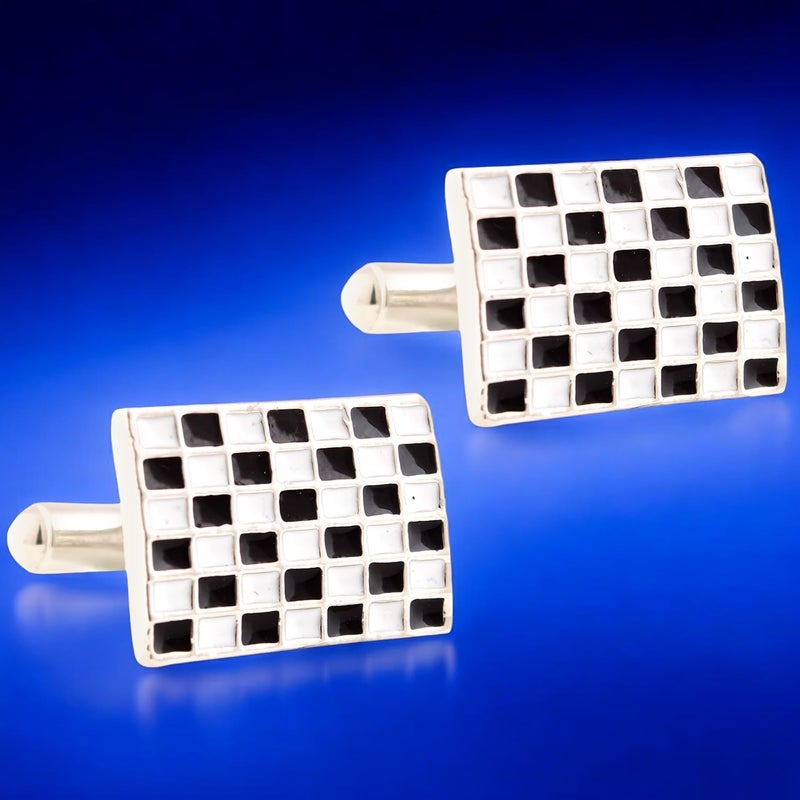 TRIPIN Cufflinks and TIE PIN Set for Men Silver and Black Colour for Office Corporate Party French Cuff Shirts Shirt Suit Blazer in A Gift Box - Image 5