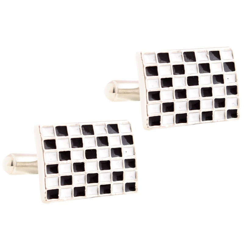 TRIPIN Cufflinks and TIE PIN Set for Men Silver and Black Colour for Office Corporate Party French Cuff Shirts Shirt Suit Blazer in A Gift Box - Image 1