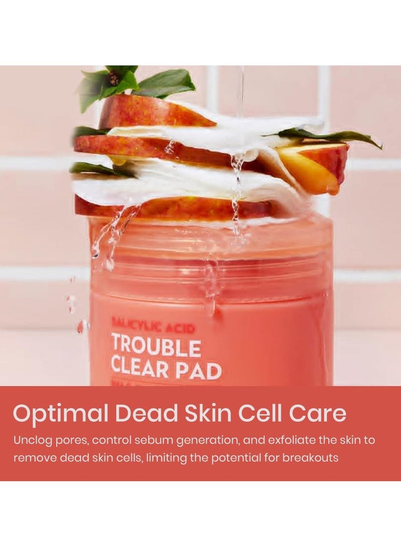 Moms Bath Recipe 60pcs Korean Salicylic Acid Trouble Clear Pad - AHA BHA PHA Exfoliating Face Pads for Acne & Oily Skin - Removes Blackheads, Whiteheads & Clogged Pores - Image 3