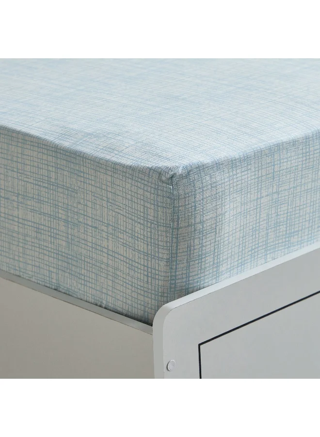 Home Box Tom Slumber Criss Cross Single Cotton Fitted Sheet - 90x200+25 cm