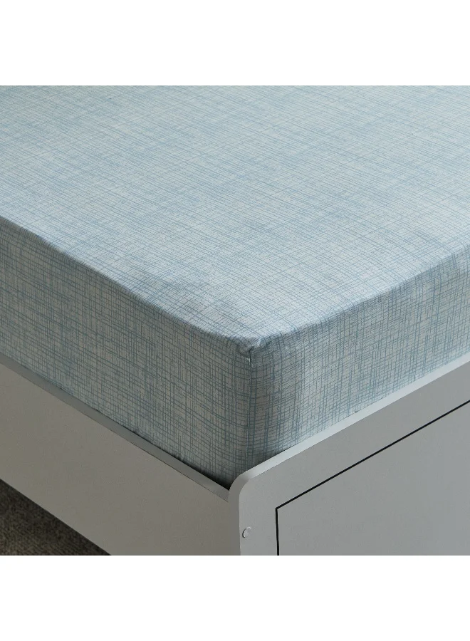 Home Box Tom Slumber Criss Cross Single Cotton Fitted Sheet - 90x200+25 cm