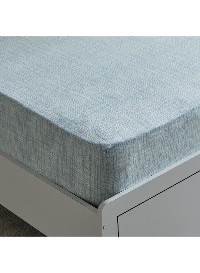 Home Box Tom Slumber Criss Cross Single Cotton Fitted Sheet - 90x200+25 cm - Image 1
