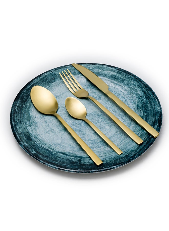Cuisine Art - طقم أدوات مائدة كوزين آرت كلير 16 قطعة - أدوات مائدة أنيقة من الفولاذ المقاوم للصدأ الذهبي - Image 1