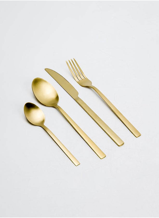 Cuisine Art - طقم أدوات مائدة كوزين آرت كلير 16 قطعة - أدوات مائدة أنيقة من الفولاذ المقاوم للصدأ الذهبي - Image 1