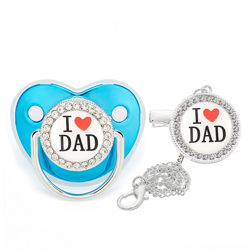 new love series baby diamond pacifier baby drill soothing play mouth with chain clip - Image 2