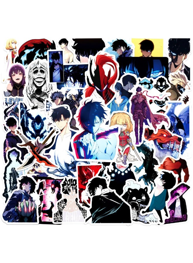 NIBEMINENT 50 Pcs Solo Leveling Deco Kit Waterproof Stickers, High Definition Printing Bright Colors, Suitable for Laptop Skateboard Luggage Water Bottle Guitar DIY - Image 1