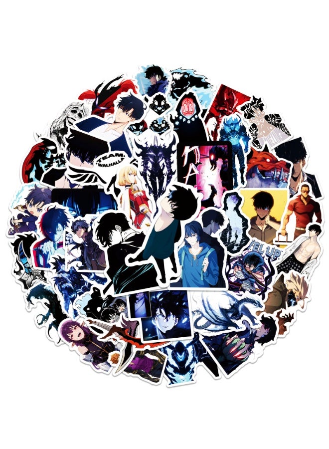 NIBEMINENT 50 Pcs Solo Leveling Deco Kit Waterproof Stickers, High Definition Printing Bright Colors, Suitable for Laptop Skateboard Luggage Water Bottle Guitar DIY - Image 2