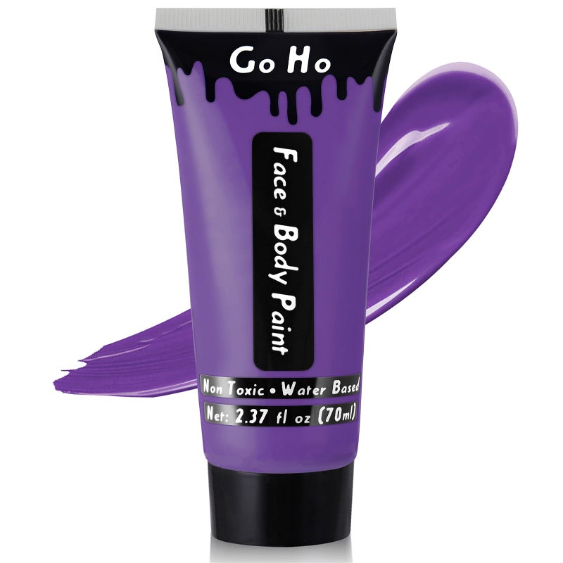 Go Ho Purple Face Body Paint Washable(2.37oz/pc),Full Coverage,Smooth,Water Based Cream Purple Body Paint for SFX Cosplay Costumes Festivals Halloween Ursula Witch Makeup - Image 1