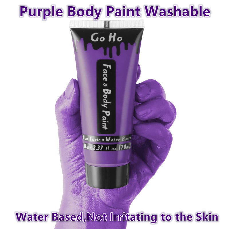 Go Ho Purple Face Body Paint Washable(2.37oz/pc),Full Coverage,Smooth,Water Based Cream Purple Body Paint for SFX Cosplay Costumes Festivals Halloween Ursula Witch Makeup - Image 2