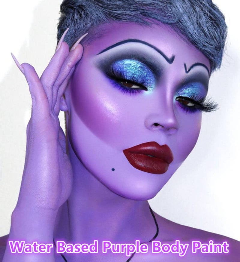 Go Ho Purple Face Body Paint Washable(2.37oz/pc),Full Coverage,Smooth,Water Based Cream Purple Body Paint for SFX Cosplay Costumes Festivals Halloween Ursula Witch Makeup - Image 5