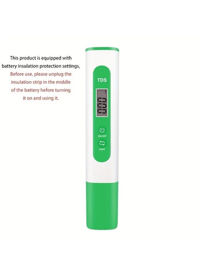 مقياس TDS الرقمي الأبيض والأخضر لفحص جودة المياه لمياه الشرب وأحواض السمك والمسابح - Image 1