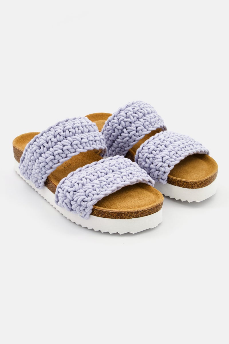 XOXO Women Slip On Open Toe Casual Sandal, Light Lavender  - Image 1