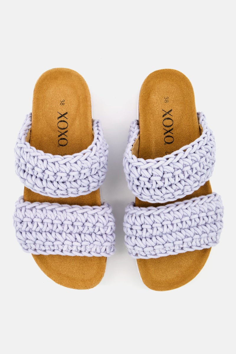 XOXO Women Slip On Open Toe Casual Sandal, Light Lavender  - Image 2
