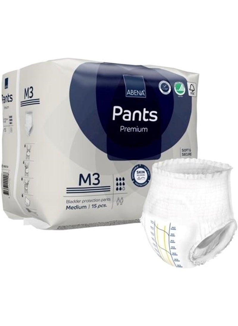 Abena Abena Premium Pants M3 Disposable Underwear Pull On with Tear Away Seams Medium, 1000021324, 45 Ct 
