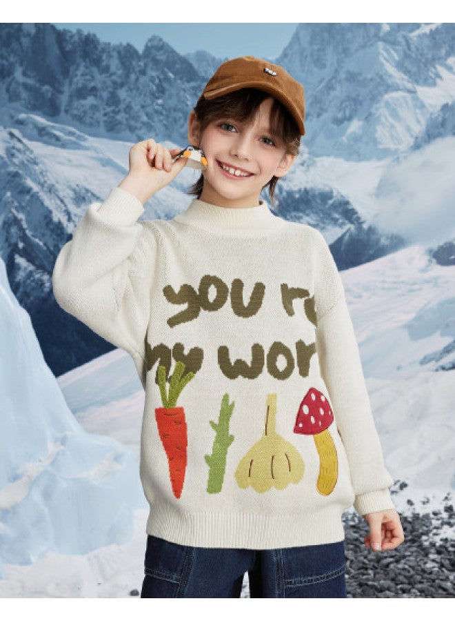 مكد سترة Mqd للأولاد بأسلوب أكاديمي ربيعي وخريفي أنيق وشبه رقبة عالية مع حرف عارض - Image 1